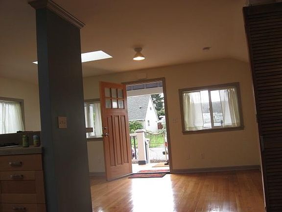 View out front door to street.