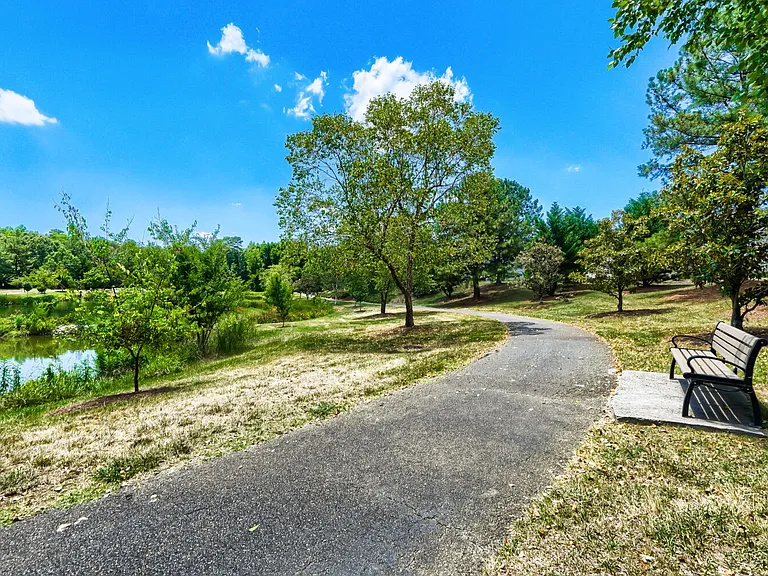 Walking path around pond
