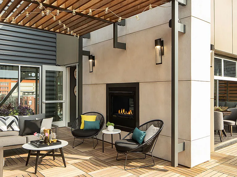 Apartment community rooftop deck at Griffis North Union in Denver, Colorado..