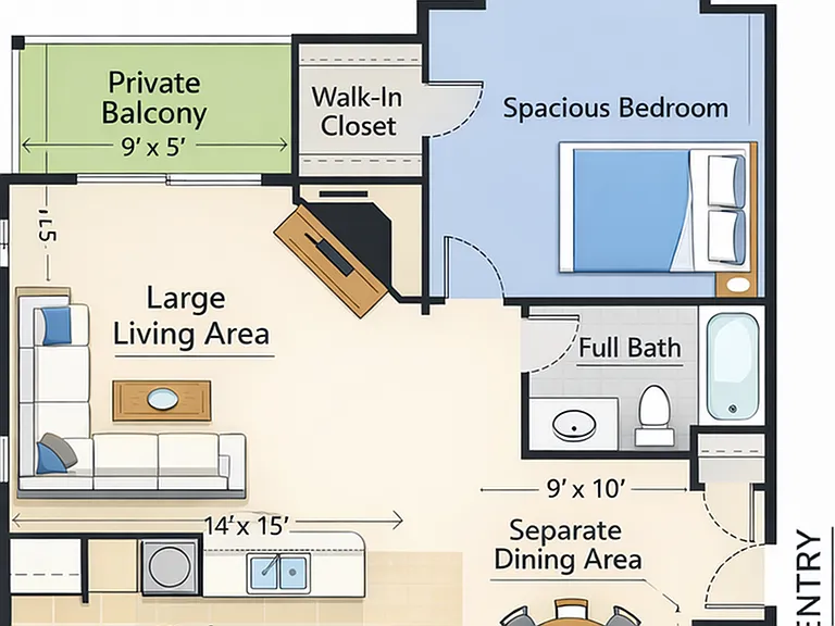 Caledon 1 BR 1 BA Floor Plan Caledon 1 BR 1 BA Floor Plan