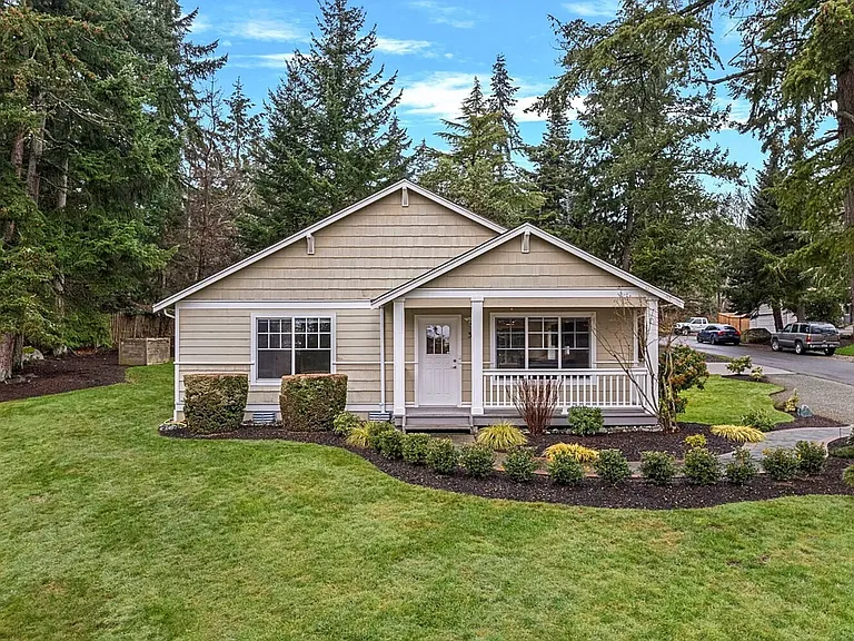 House Front (low maintenance yard/landscape) - unseen, is added Solar LED lighting - Walking INTO "This Door" - Home Layout is Primarily LEFT side 3 Beds/2 Baths, RIGHT side Common Spaces, Living, Kitchen and Dining areas