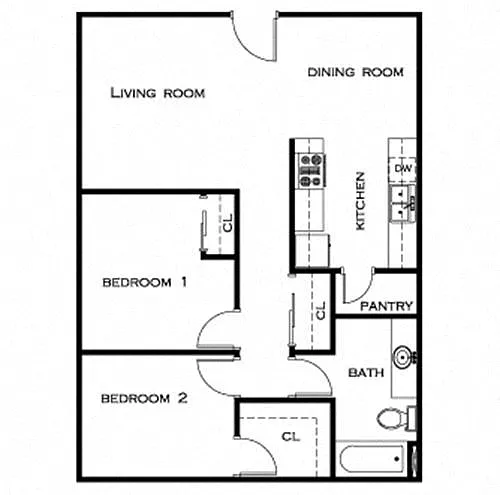 Floor plan 2 Bed 2 Bath