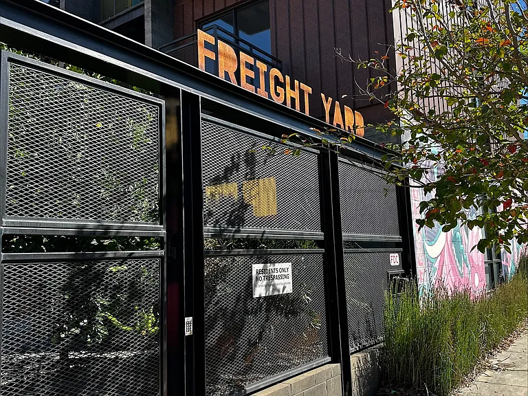 The Freight Yard's access-controlled entrance on historic All Saints Street.
