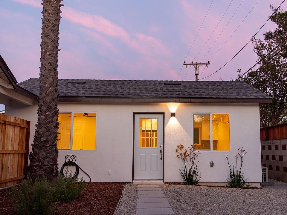 Private detached ADU with warm evening lighting