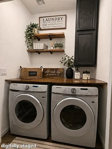 Laundry closet, is open to all living areas with brand new washer and dryer.