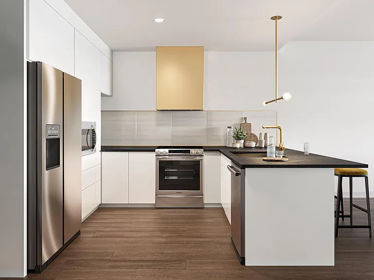 Sleek and modern kitchens with plenty of cabinet space.