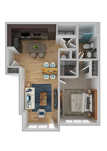 Floor plan A1C - One Bedroom, One Bathroom