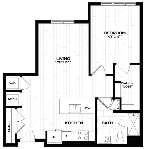 Floor plan 1 Bed/1 Bath-1.7