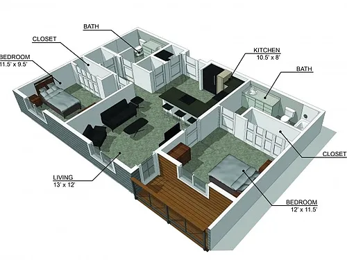 Floor plan 2 Bedroom A
