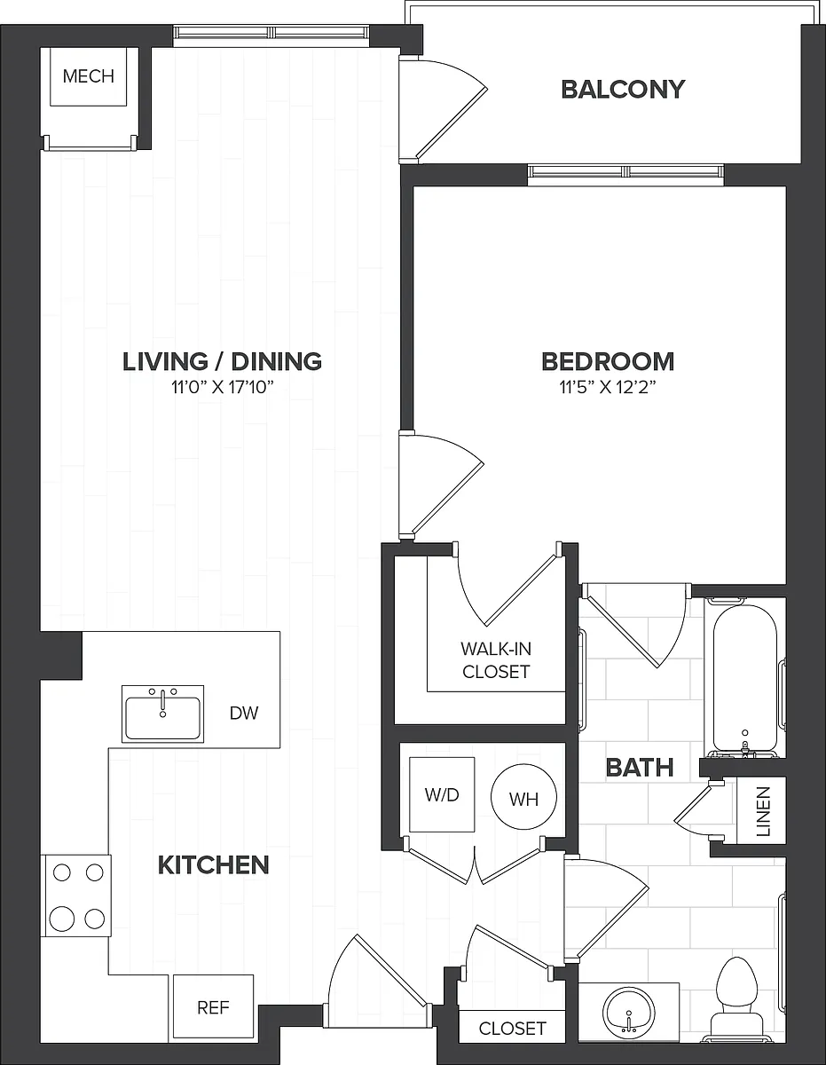 Floor plan 1 Bed/1 Bath-A1