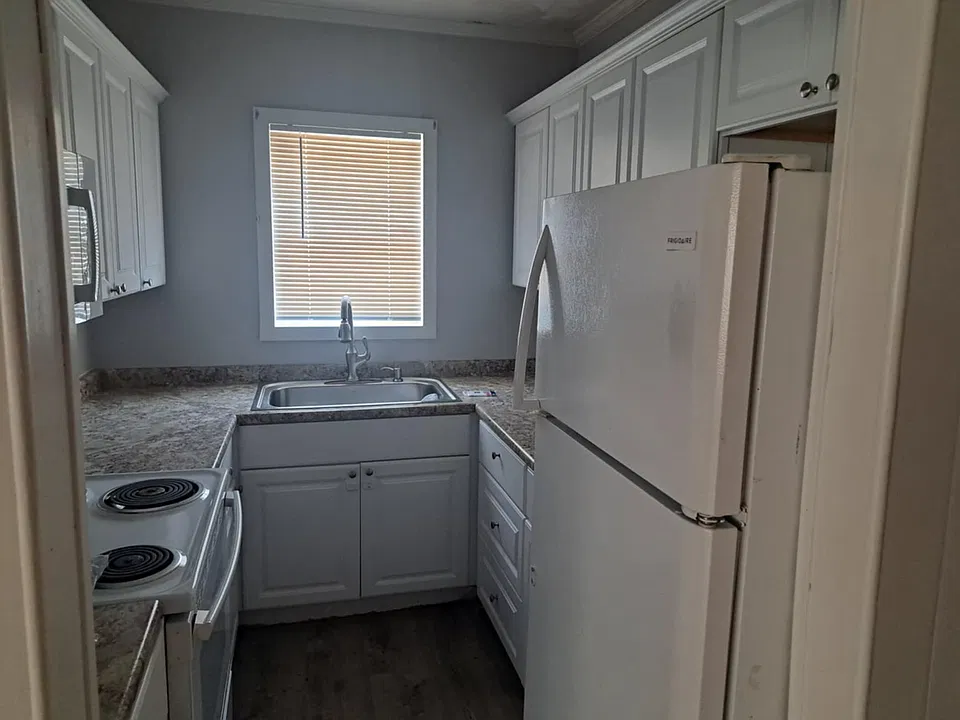 Newly refreshed galley kitchen