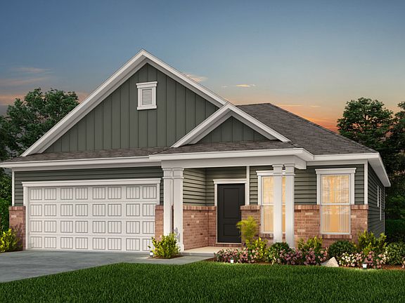 Morgan New Construction Home Exterior LC3S with partial brick and front porch.