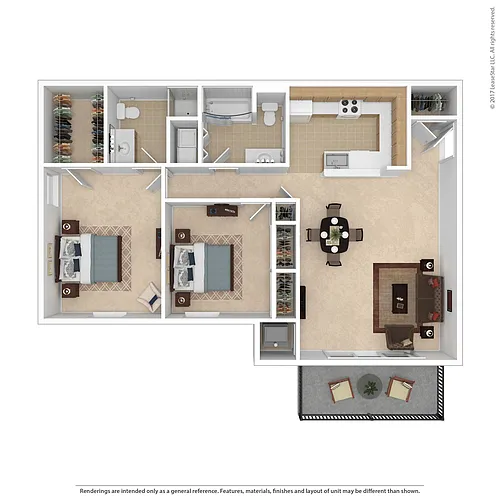 Floor plan 2 BD Traditional