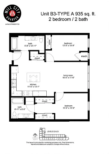 Floor plan 1 Bedroom A4 50%