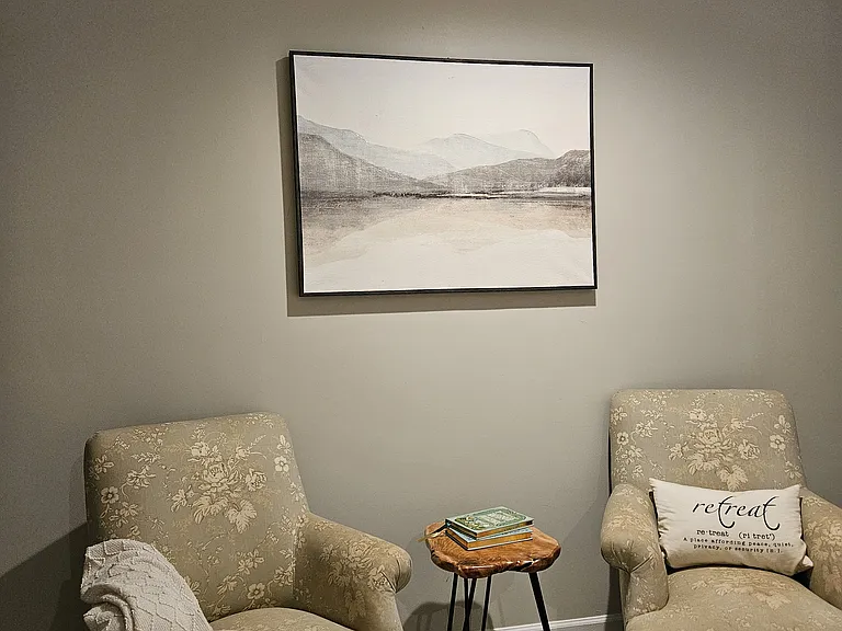 Every room needs a peaceful place to perch and ponder. Two comfortable chairs for you to do just that!