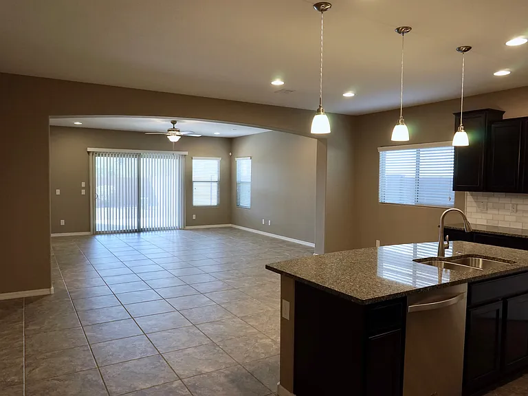 Kitchen to family room. Large open area