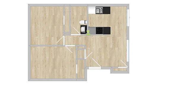 Floor plan 2 Bedroom, 1 Bath