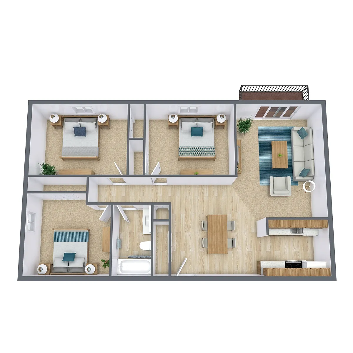 Floor plan Three Bedroom 31A