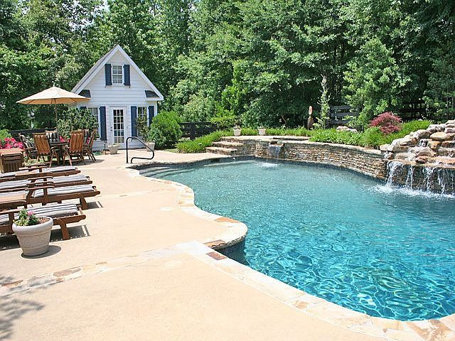 Waterfall & Spa on Right