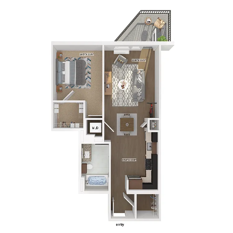 Floor plan 1 Bedroom 11F