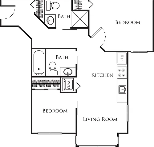 Floor plan Micro Two Bed - F1 220
