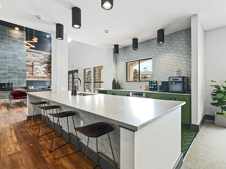 Our community lounge features a demonstration kitchen.
