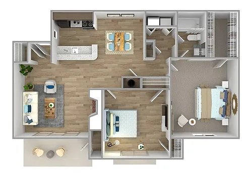 Floor plan B1 - 2 Bedroom, 1 Bathroom
