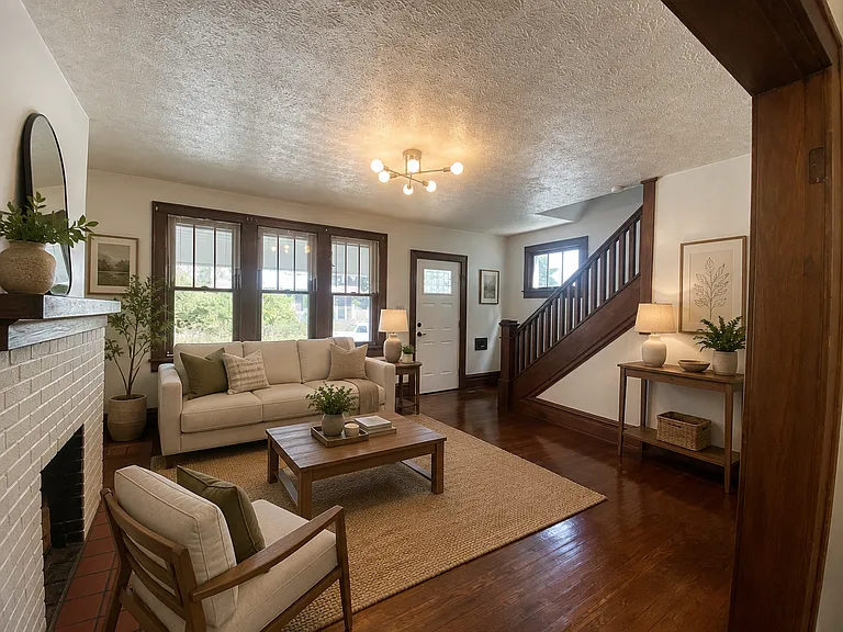 Living room with virtual staging