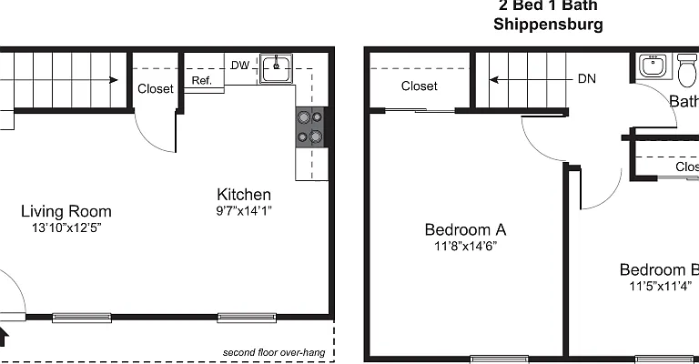 2 Bedroom - 1 Bathroom Floor Plan 2 Bedroom - 1 Bathroom Floor Plan