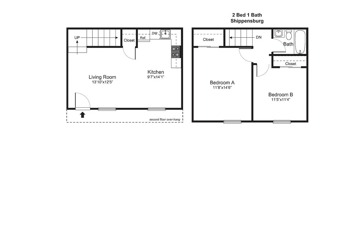 Floor plan Two Bedroom Townhome