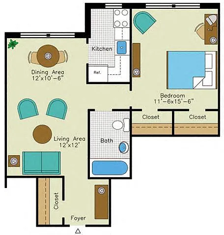 Floor plan 1 Bedroom L