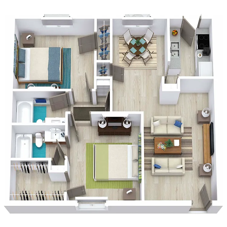 Floor plan 2 Bed 2 Bath 940