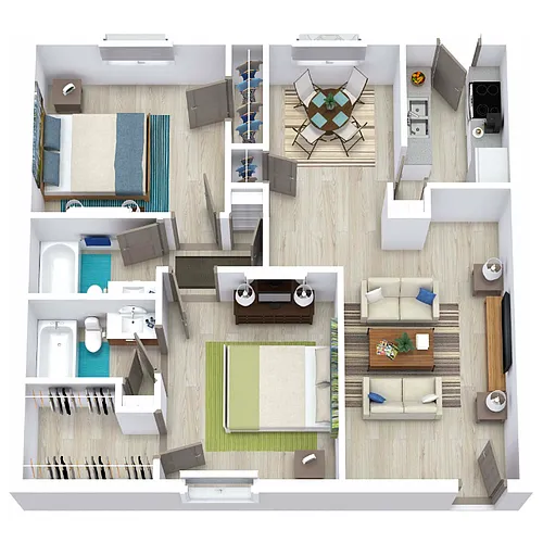 Floor plan 2 Bed 2 Bath 940