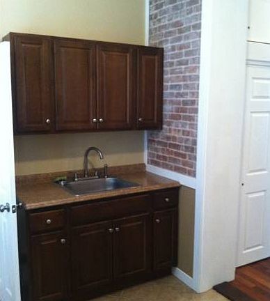 exposed brick kitchen