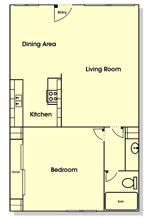 Floor plan 1 Bedroom - Extra Large (G)