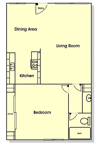 Floor plan 1 Bedroom - Inside Vanity (F)