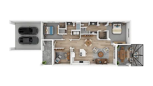 Floor plan 2 Bed/2 Bath Den - Tidewater