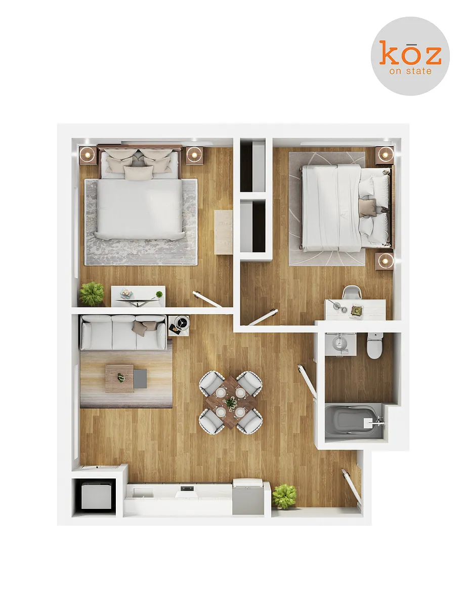 Floor plan Two Bedroom One Bathroom
