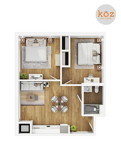Floor plan Two Bedroom One Bathroom