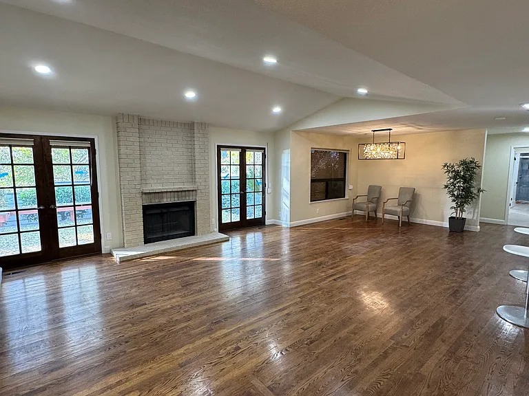 Open living and dining room