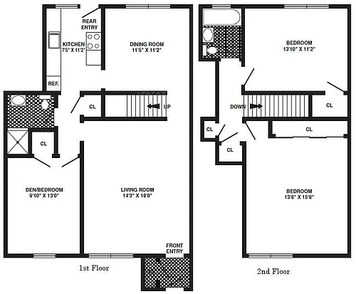 Floor plan 3 Bedroom/2 Bath - Townhome