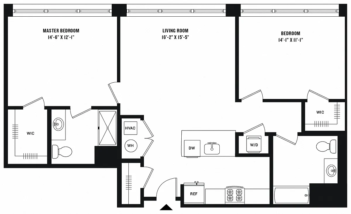 Floor plan 2 Bed/2 Bath (UB-02)