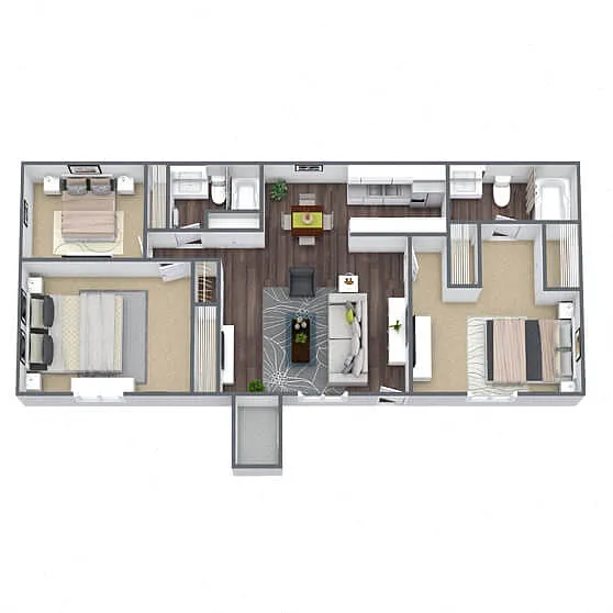 Floor plan C1: 3 Bed 2 Bath