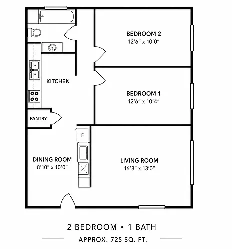 Floor plan 2B 1BATH
