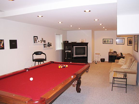 Finished clubroom in walkout basement