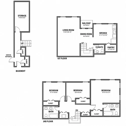 Floor plan 3 BR 2.5 Bath