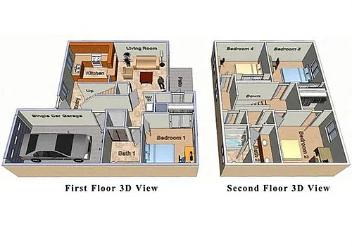 Floor plan 4 Bedroom 2 Bath - Garage