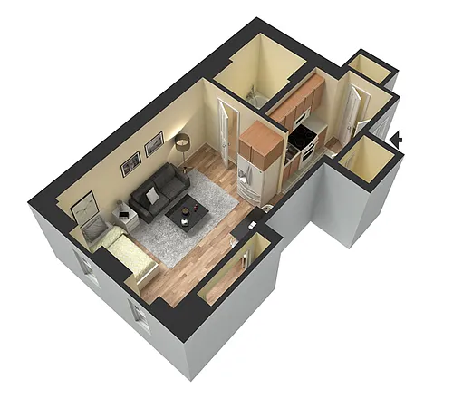Floor plan Studio Renovated