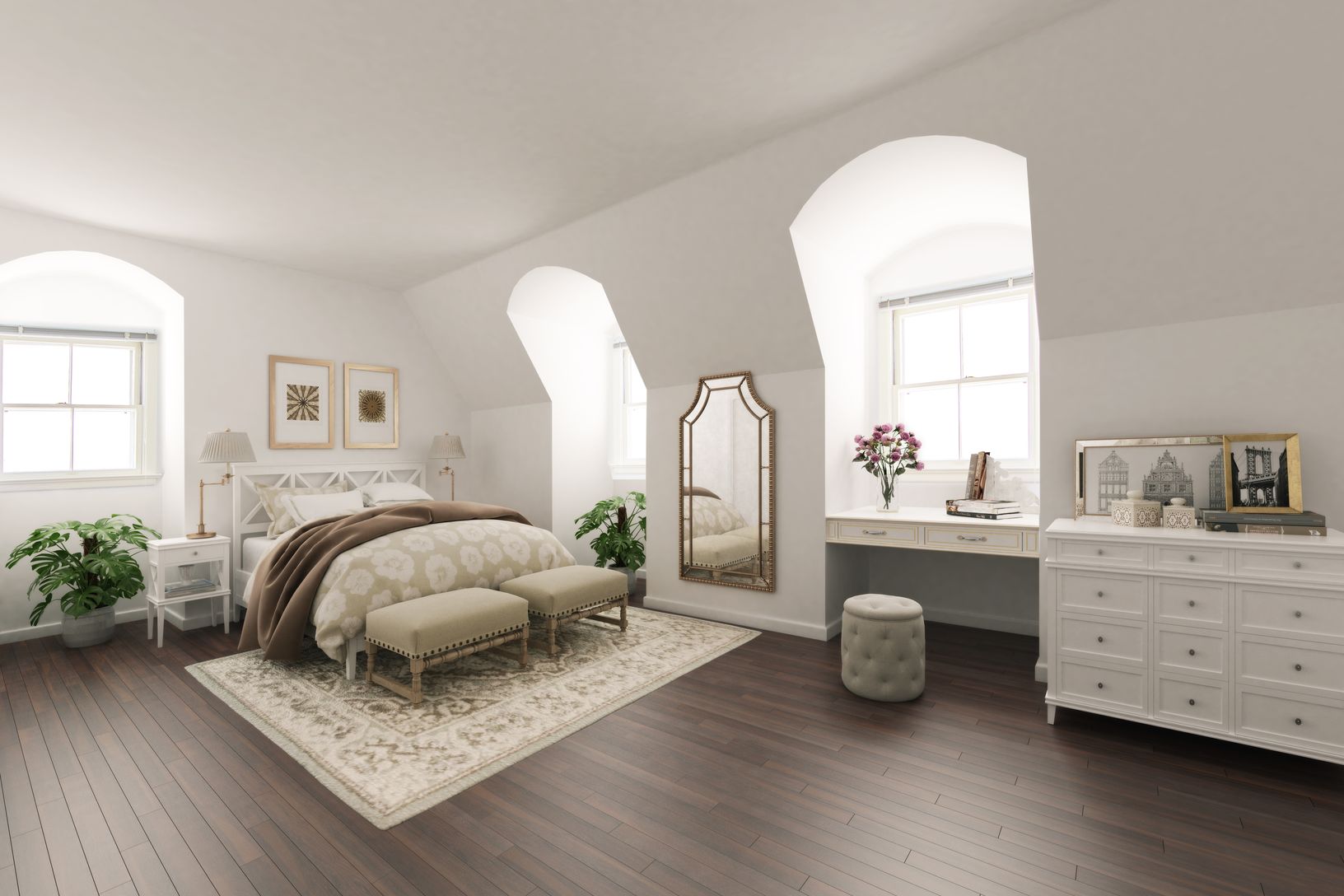 Digital rendering upstairs bedroom