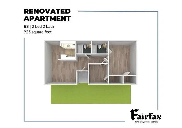 Floor plan 2 Bed, 2 Bath B3
